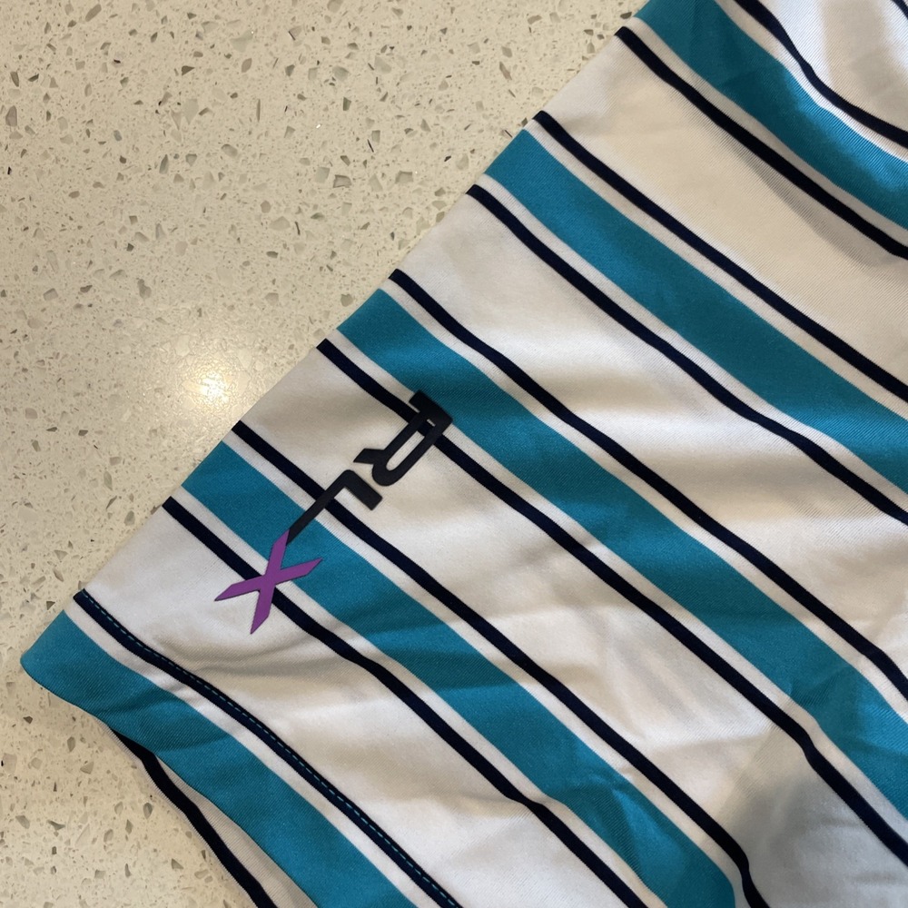 RLX Ralph Lauren Polo Shirt Mens Size XL Blue White Striped Golf - Picture 3 of 6